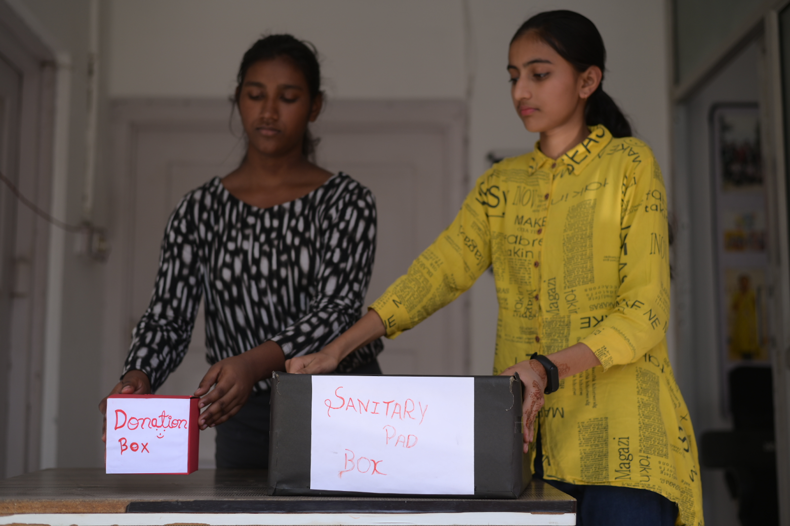 young girls taking initiative and creating awareness regarding menstrual hygiene