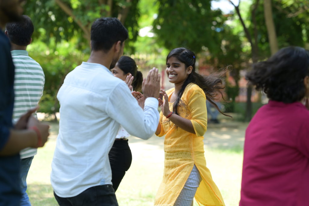 Medha students engaged in group activity 